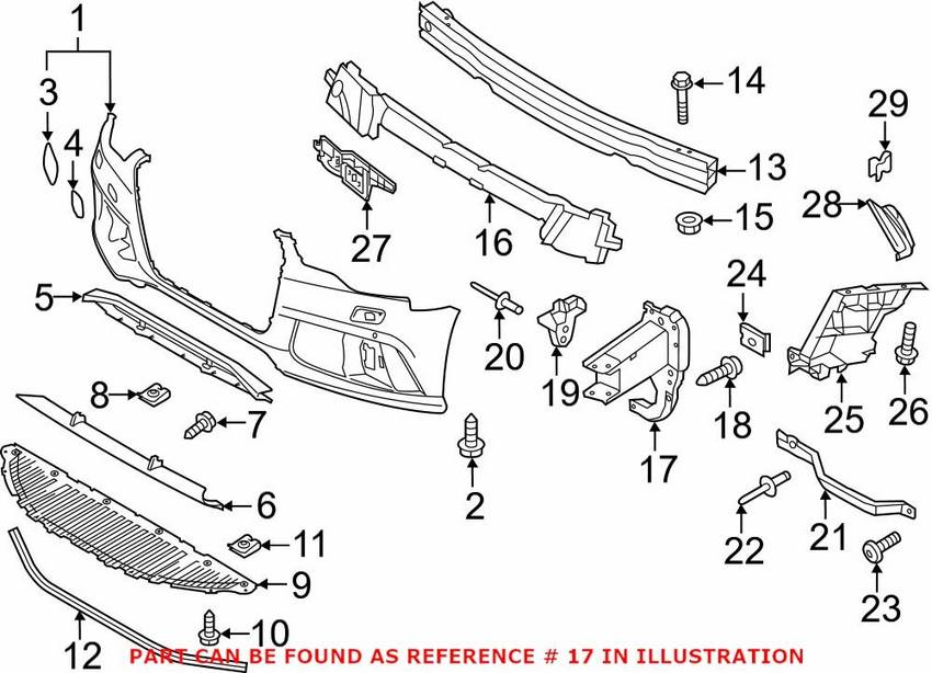 Audi Bumper Impact Bar Bracket - Front Passenger Side 4G0807134B